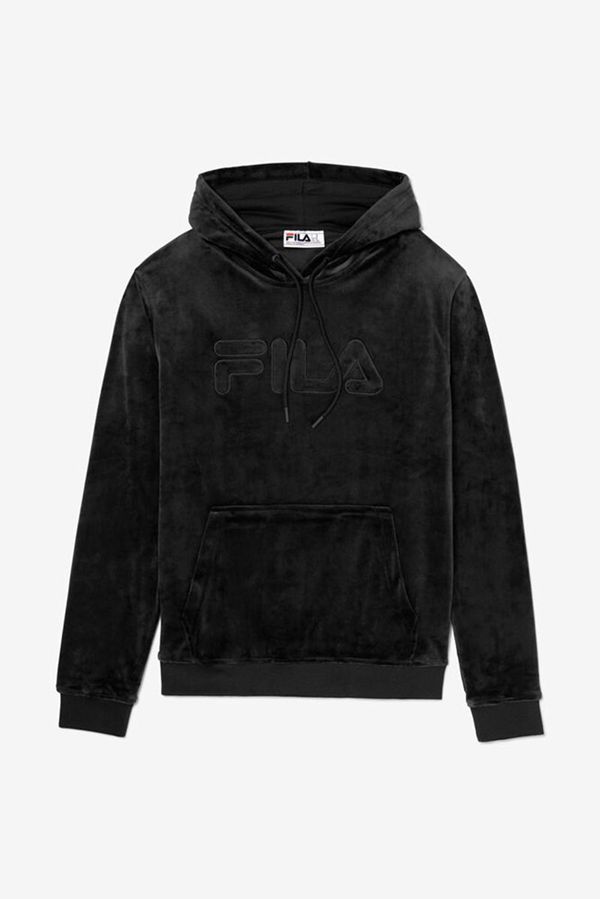 Blusa Moletom Capuz Fila Homem Pretas - Fila Asher Velour Outlet Portugal,FORS-74930